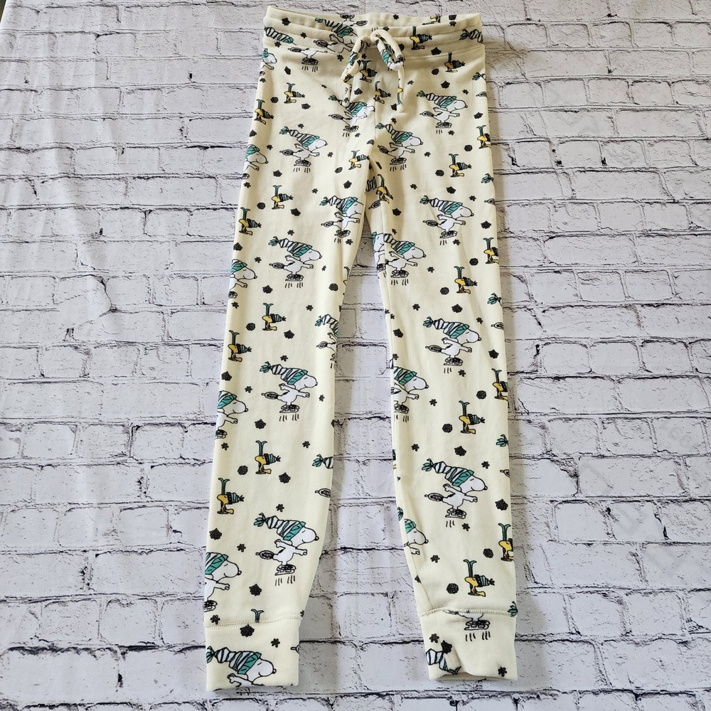 American Eagle Peanuts Snoopy Woodstock Pajama Joggers Cream Womens Medium